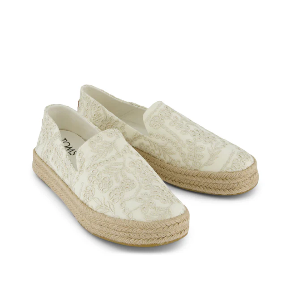 Toms Carolina Espadrille Egret Botanical Eyelet