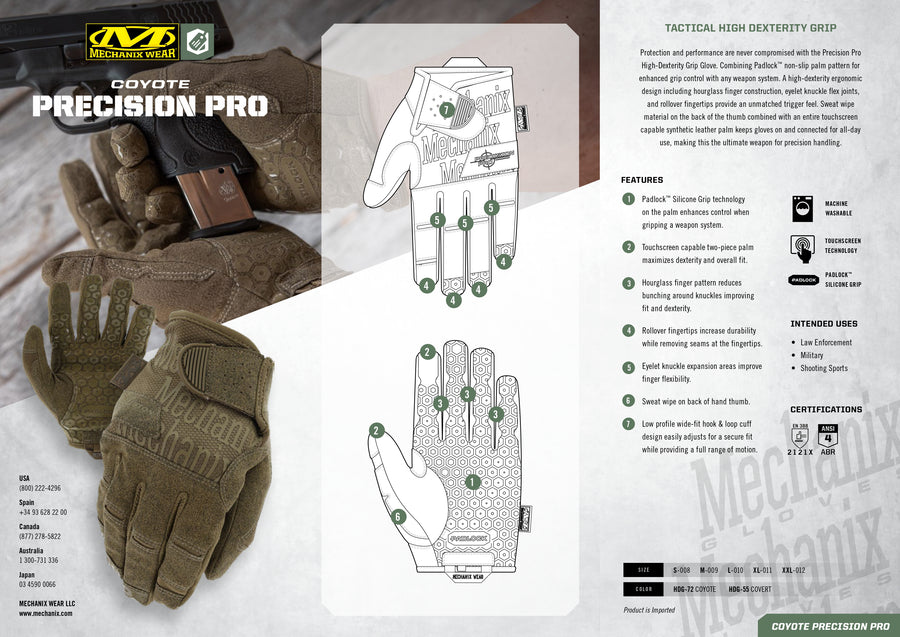 Mechanix Precision Pro High-Dexterity Grip Glove - Coyote