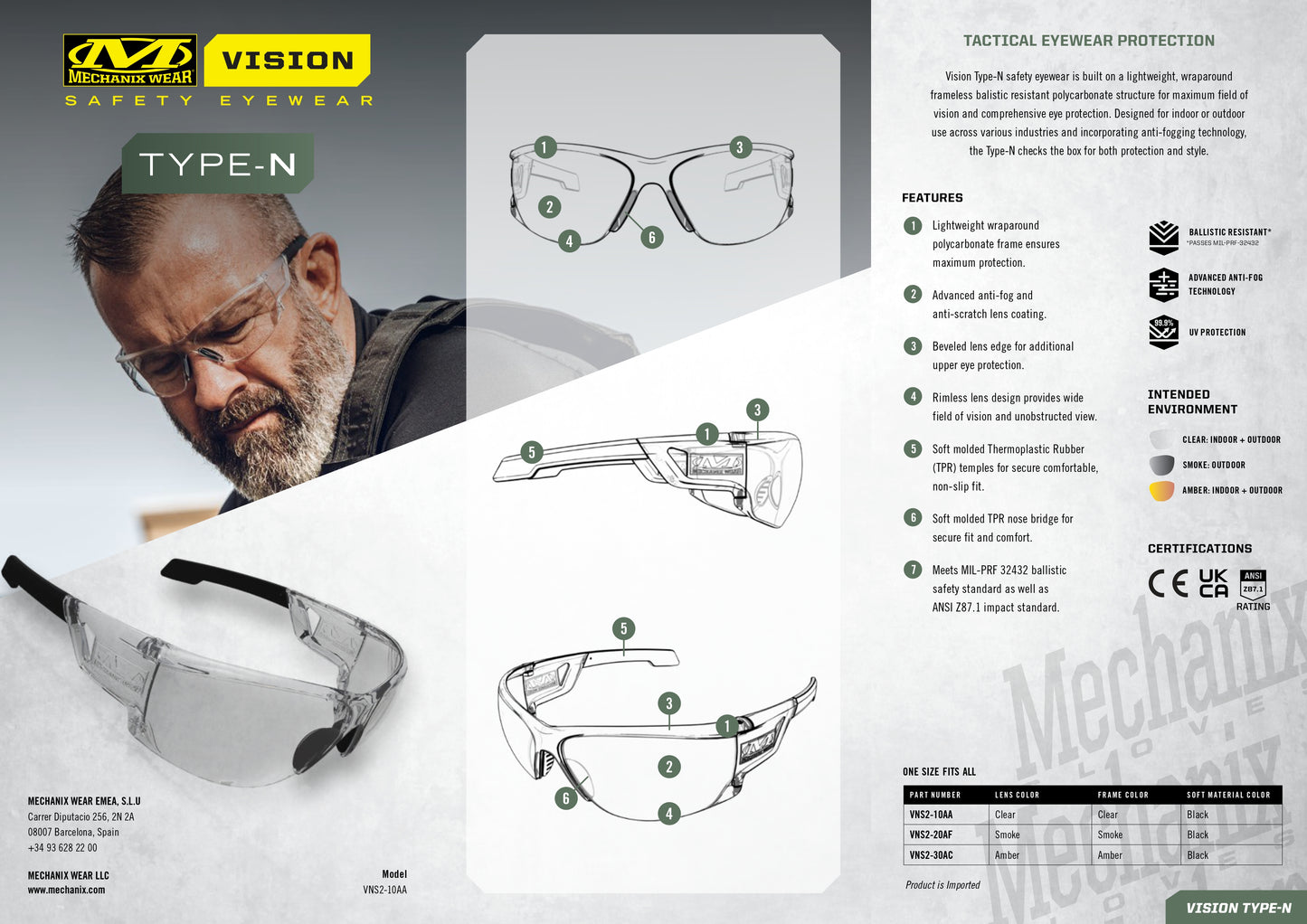 Mechanix Tactical Type-N | Clear Frame | Clear Lens